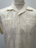 vintage  Urban Village Vintage  urban village  the havana co  summer  short sleeved  short sleeve  Shirt  pockets  patterned  pattern  off white  Mens Shirts  mens  M-L  M  L  guayabera  front pockets  cuban  collar  chest pockets  50s style  50s  50  1950s