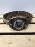 Vintage USA Western Leather Belt with Eagle Print - Size S
