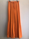 womens  vintage  two piece  trousers  top  suit  set  orange  mod  matching set  Jacket  high waisted  flares  Dawn Breakers  Dana Mckinnon  dagger collar  cropped jacket  balloon sleeve  8  70s