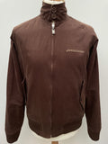 zip front  zip  vintage  Urban Village Vintage  urban village  reversible  retro  MOD  Mens jacket  mens  long sleeve  Lambretta  L  Jacket  Harrington Jacket  harrington  embroidered logo  elasticated  dark brown  corduroy  corded  cord  brown