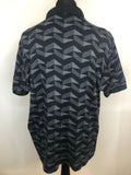 XXL  vintage  urban village  top  short sleeved  short sleeve  retro  polo top  polo  MOD  mens  knit  grey  Fred Perry  fred  collared  collar  button  black