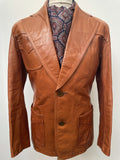 1970s Leather Blazer Jacket with Big Lapels - Size M