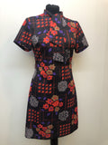 womens  vintage  Urban Village Vintage  tie neck  pockets  patterned  multi  MOD  Grace Brown London  floral  dress  black  60s  1960s  10