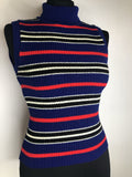 vintage  Urban Village Vintage  top  sweater  stripes  sleeveless  red  multi  Lightweight Knit  light knit  knitwear  knitted  knit  jumper  blue  70s  1970s  10