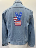 vintage  Urban Village Vintage  sedgefield  retro  print  mens  M  Light Blue  jean  Jacket  indigo  denim  Cotton  collar  coat  button down  blue  big collar  70s  70  1970s