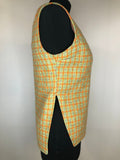womens  waistcoat  vintage  vest  Urban Village Vintage  urban village  top  sleeveless  Orange  jacket  Green  check  buttons  button front  70s  70  1970s  10