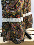 zip  womens  vintage  Urban Village Vintage  urban village  Skirts  skirt  patterned  pattern  Paisley Print  paisley inspired  paisley  orange  multi  MOD  midi skirt  maxi skirt  maxi  floral print  floral pattern  floral  black  8  70s  1970s