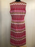 womens  vintage  Urban Village Vintage  square neck  sleeveless  print  pink  multi  metallic  knee length  dress  60s  1960s  14