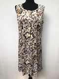 1960s Floral Dress by Afibel in White and Brown  - Size 16