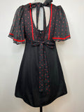 womens  vintage  v-neck dress  V-Neck  tie back neck  tie back belt  sleevless  retro  red  Polka Dot  pockets  MOD  mini dress  midi  dress  back zip  angel sleeve  60s  1960s  12