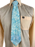 Vintage 1970s Floral Print Tie in Light Blue - One Size