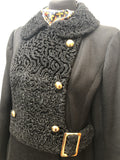 Wool  womens  vintage  long coat  double breasted coat  double breasted  coat  black  Astrakhan  60s  1960s  12 Urban Village Vintage