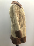 womens  vintage  Urban Village Vintage  lining  Jacket  fur  cream  coney fur  collar  brown  beige  70s  70  1970s  10