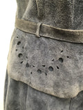 womens  waistcoat  vintage  Urban Village Vintage  two piece  top  suede top  suede skirt  suede  set  formal  blue  60s  1960s  10