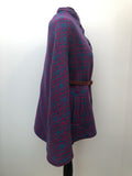 womens  Welsh Woollens  welsh wool  welsh  vintage  Turquoise  turqoise  tapestry  S  pink  multi  MOD  cape  60s  1960s