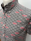 vintage  Urban Village Vintage  urban village  The Beatles  text  short sleeved  short  retro  patterned  patterened  mens  M  logo  button down  button  ben sherman