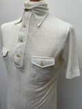 white  vintage  Urban Village Vintage  urban village  short sleeved  short sleeve  pockets  off white  mens  M  knitwear  knitted  knit  harvanson  four button  disco  dagger collar  collar  chest pockets  big collar  70s  1970s