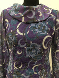70s  1970s  12  womens  vintage  Urban Village Vintage  Stripes  Roll neck  purple  patterned dress  patterned  maxi dress  long sleeve  long dress  Ladies Pride  dress