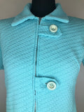 womens  vintage  Urban Village Vintage  round neck  MOD  mini dress  front zip fastening  dress  decorative buttons  blue  60s  1960s  10