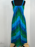 womens  Wedding  vintage  Urban Village Vintage  summer dress  summer  straps  maxi dress  maxi  loose fit  long dress  Green  Blue  Alice Edwards  8  70s  1970s