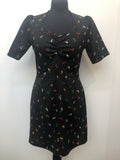 10  patterned  mini dress  black  sweetheart neck  70s  1970s  womens  vintage  dress urban village vintage