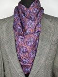Vintage 1960s Lambswool Print Scarf in purple - One Size