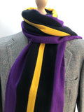 Yellow Stripes  Wool Blend  wool  vintage  Urban Village Vintage  urban village  Stripes  striped  purple  One Size  MOD  college scarf  black stripes  60s  1960s  100% Wool