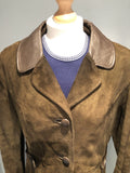 Womens Vintage 1960s / 1970s Jeffrey Brownleader of London Suede Jacket - Brown - Size 14 - Vintage Clothing
