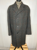 Vintage 1970s Wool Check Crombie Dunn & Co Coat - Size XL
