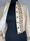 womens  vintage  Urban Village Vintage  stitch detailing  stitch detail  round neck  jacket  Embroidered  cropped jacket  cream  beige  balloon sleeve  70s  1970s  12