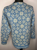 wool  winter jumper  winter  white  vintage  Urban Village Vintage  urban village  sweater  snowflake  scandanavian  round neck  retro  patterned  pattern  norwegian  mens  long sleeves  Long sleeved top  long sleeve  lambs wool  L  knitwear  knitted  knit  jumper  icelandic pattern  icelandic  christmas  Blue  70s  1970s