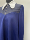 womens  vintage  Urban Village Vintage  urban village  Stripes  MOD  midi dress  midi  long sleeve  linzi  dress  decorative buttons  dark blue  blue  60s  1960s  14