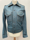 Rare 1960s Reversible Suede Leather Jacket in Blue - Size S