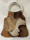 womens bag  womens  vintage  Urban Village Vintage  shopper  plastic handle  patterned  One Size  logo  handbag  hand bag  brown  bag  accessories  70s style  70  1970s