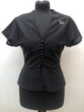 womens  vintage  Urban Village Vintage  top  button front  blouse  black  70s  70  1970s  10