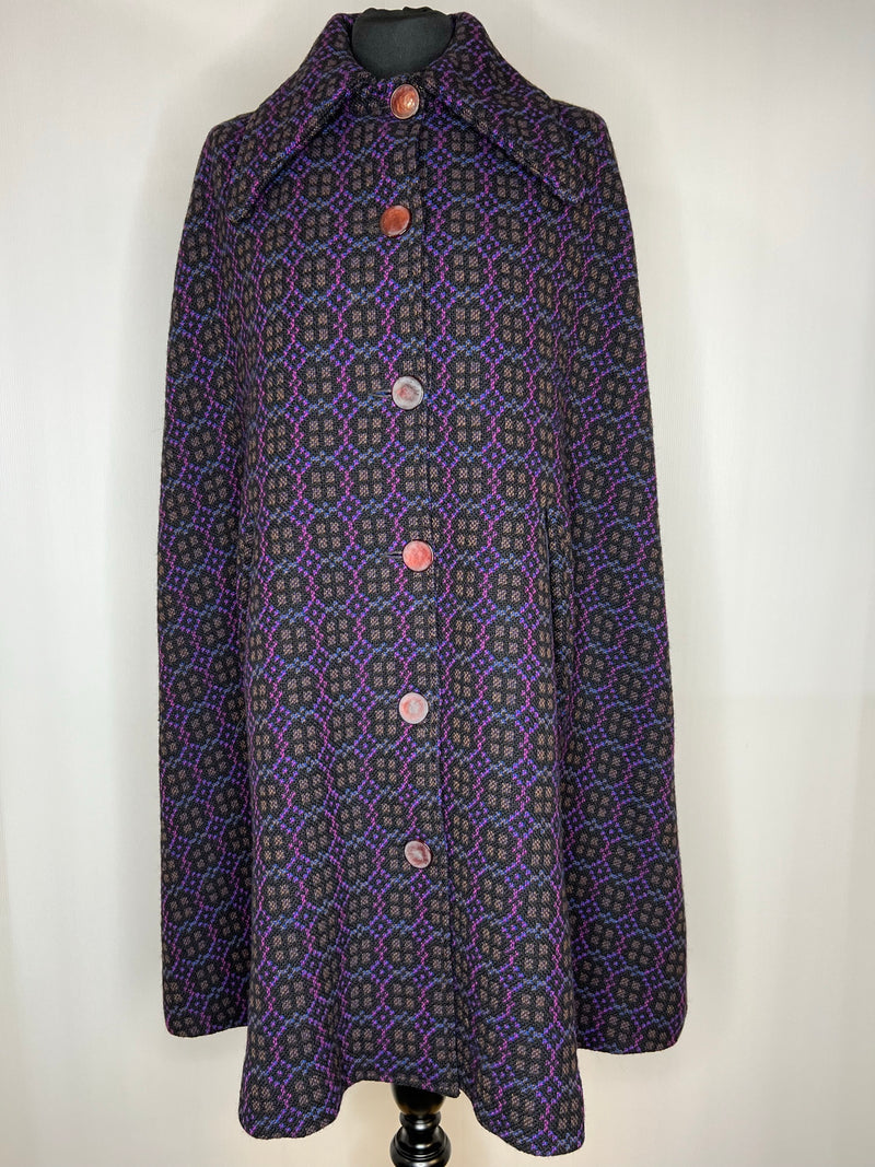 wool  womens  Welsh Woollens  welsh wool  welsh  waistcoat  vintage  village  urban  tunic  tapestry  purple  MOD  L  clothing  cape  60s  1960s
