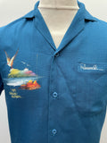 vintage  Urban Village Vintage  urban village  summer  short sleeved  short sleeve  short  shirt sleeve  Shirt  printed shirt  print  pockets  Mens Shirts  mens  M  electric blue  cuban  chest pockets  chest  button up  button front  button  50s style  50s  50  1950s