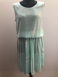 1970s Pleated Dress in Blue - Size UK 12