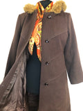 Wool  womens jacket  womens coat  womens  vintage  jacket  hooded  faux fur  coat  brown  70s  1970s  10