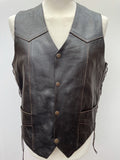 waistcoat  vintage  vest  usa  Urban Village Vintage  urban village  retro  press stud fastening  pockets  mens  Leather Jacket  Leather  lace up  lace  L  Jacket  dark brown  brown  Biker Jacket  Biker  american  70s  1970s