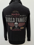 zip  vintage  Urban Village Vintage  S  retro  print  pockets  Mens jacket  mens coat  mens  logo  Jacket  hoodie  hooded  hood  hard rock cafe  emroidered logo  embroidered logo  elasticated  black  Biker Jacket  Biker