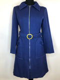 womens  waist belt  vintage  Urban Village Vintage  MOD  jacket  front zip fastening  decorative buttons  blue  60s  1960s  10