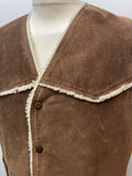 waistcoat  vintage  vest  Suede Jacket  Suede  sleeveless  Sheepskin  polyester  mens  L  Jacket  brown  70s  70  1970s