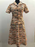 1970s Striped Two Piece Skirt Set - Size UK 10