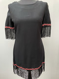Vintage 1960s Flapper Tassel Dress in Black - Size UK 8