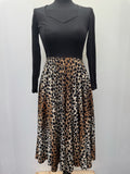 1970s Midi Dress with Cheetah Print - Size 6