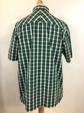 xxl  Urban Village Vintage  short sleeve  retro  MOD  mens  Green  Fred Perry  fred  embroidered logo  Embroidered  collar  checkered  checked  button down collar  button down