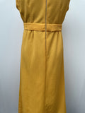 zip back  zip  Yellow  womens  waist band  vintage  v neck  Urban Village Vintage  urban village  summer dress  summer  sleevless  retro  maxi dress  long length  long dress  long  frill detail  Cotton  Belted waist  back zip  60s  1960s  12