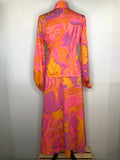 womens  vintage  two piece  top  suit  Skirts  skirt  set  psychedelic  pink  orange  mod  maxi skirt  blouse  Bernat Klein  60s  1960s  10