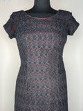 Vintage 1960s Lace Fitted Dress in Black and Burgundy by Carnegie Boutique - Size UK 8